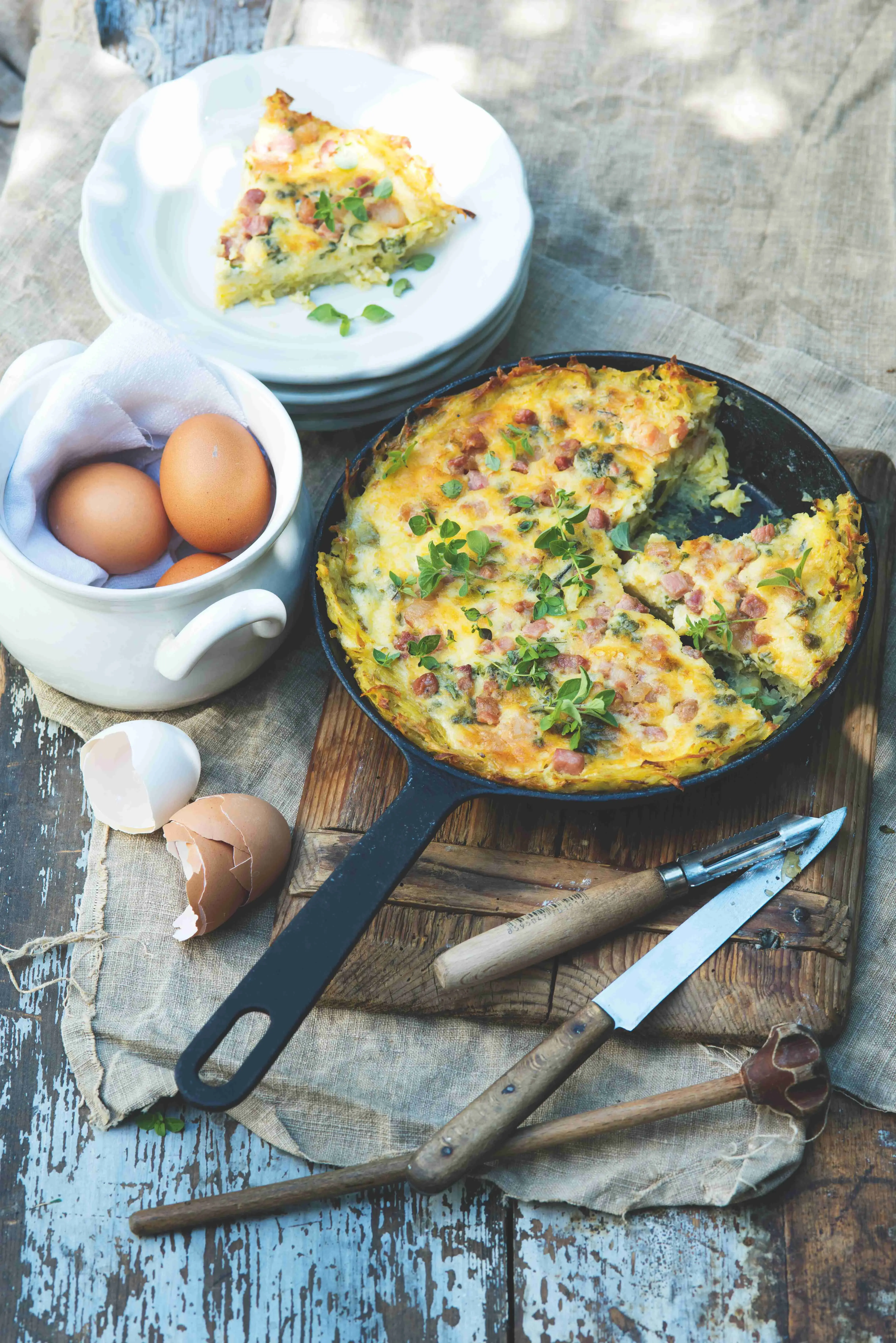 Bramborový quiche se slaninou a majoránkou